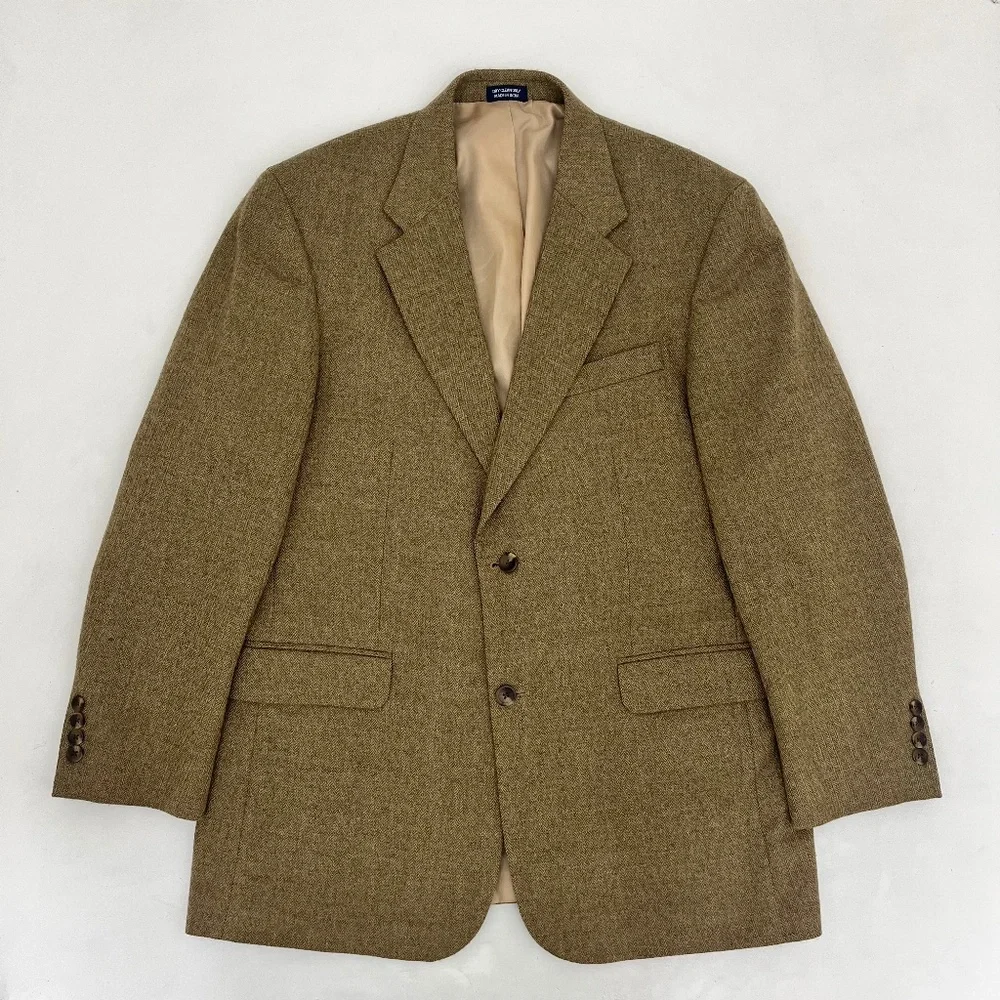 Meeting Street Mens 42R Sport Coat Blazer Brown Lambswool‎ Long Sleeve Outdoor